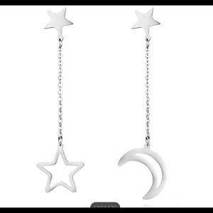 Moon & Stars Celestial Dangle Earrings 🌚 🌟